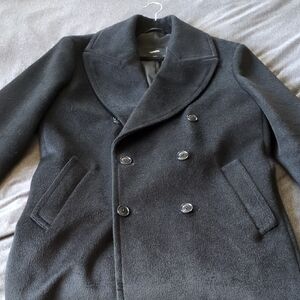 Express Men's Double-Breasted Peacoat in Black
